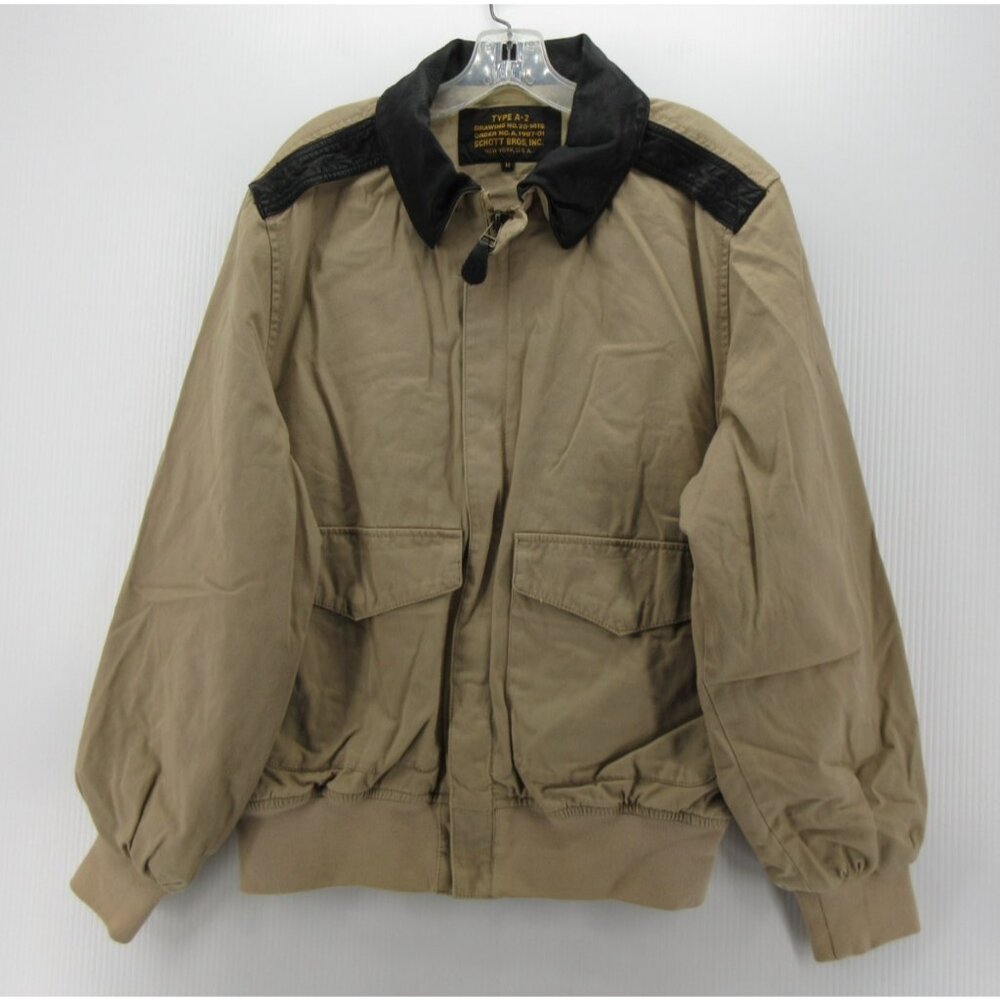 VINTAGE Schott NYC Jacket Medium A-2 Flight Bomber Leather Collar *